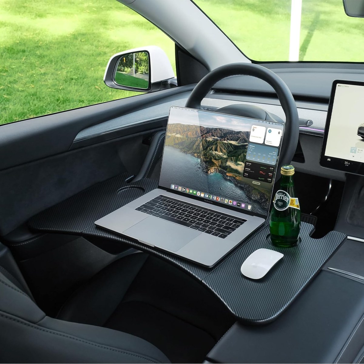 YONZEE Foldable Desk Food Tray for Tesla, Carbon Edition