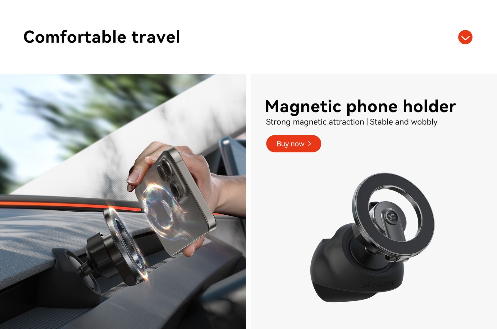 YONZEE magnetic phone holder in a Tesla